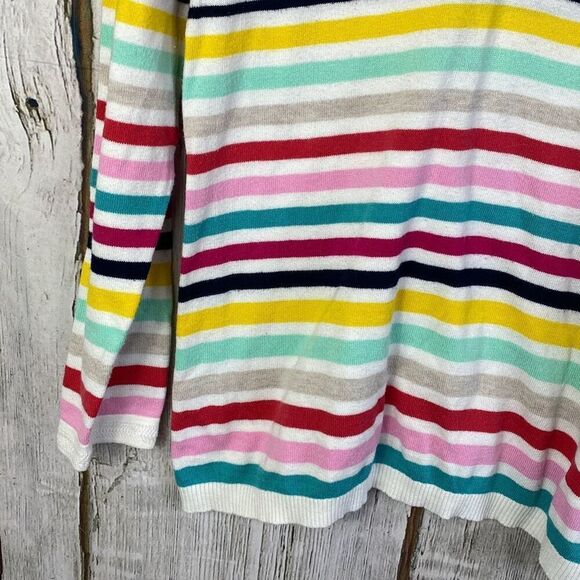 Women's Talbots New Multi Color Striped V Neck Long Sleeve Sweater Size M 292 - Picture 3 of 10